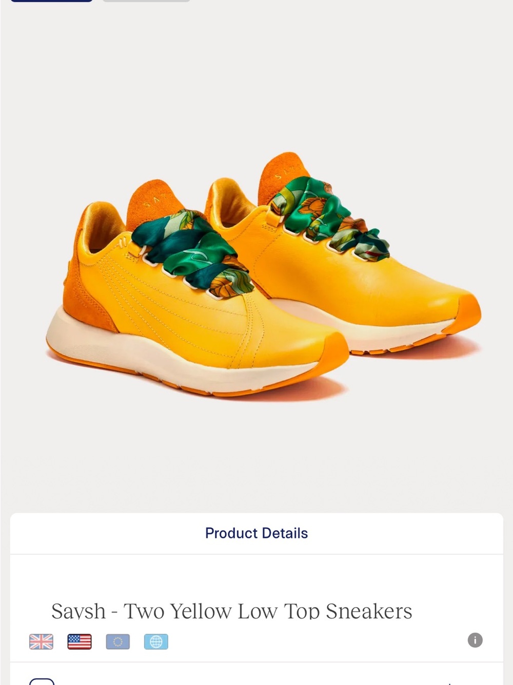 Savsh Yellow Low-Top Sneakers with Green Accent Laces